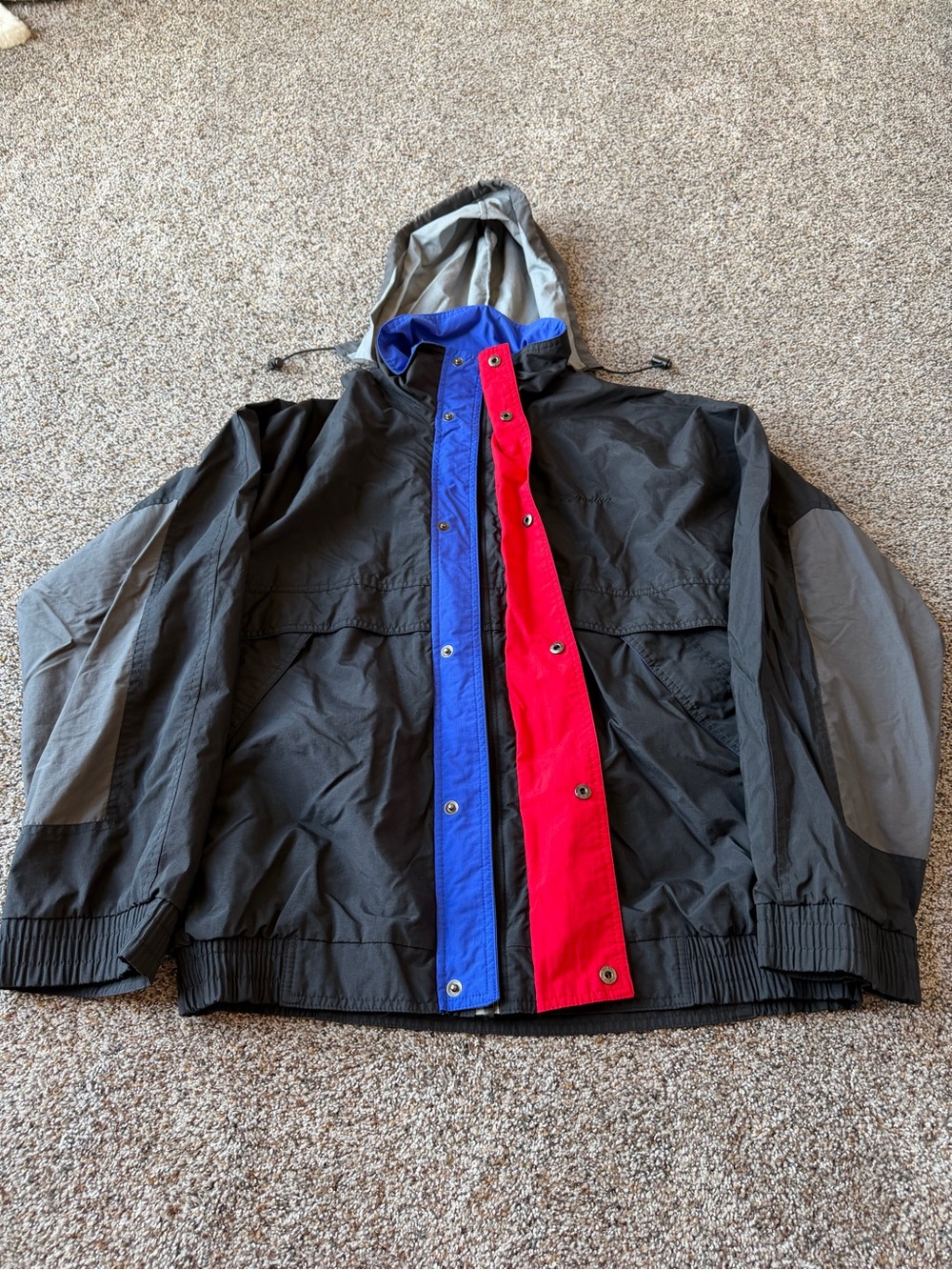 Vintage 90s Boeing Swingster Jacket Men's L Colorblock Hooded Windbreaker USA